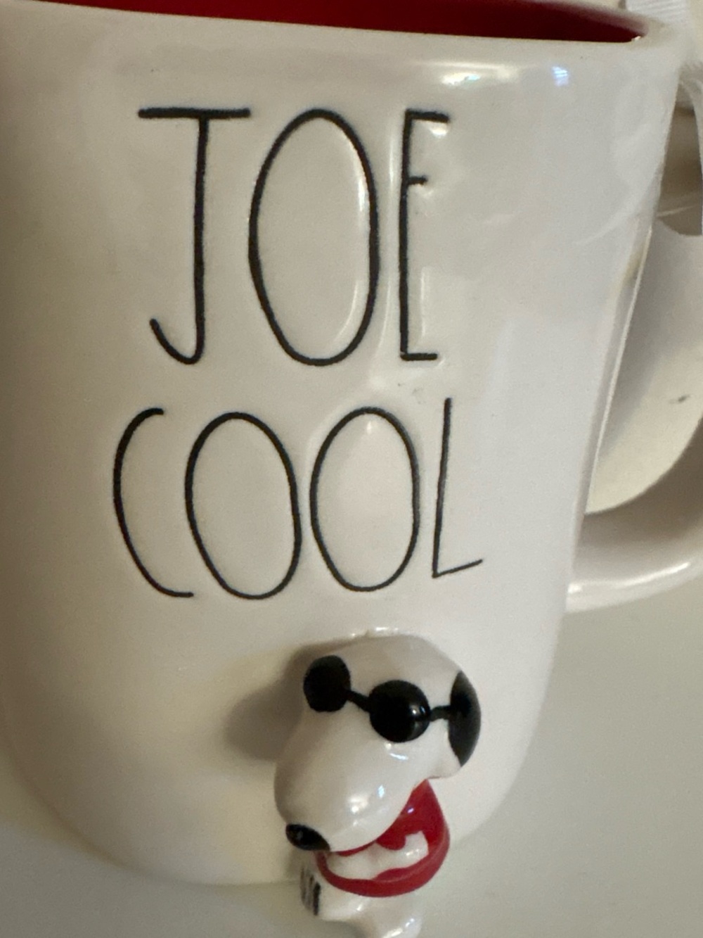 Rae Dunn White Mug with Red Interior Featuring Snoopy Accent - Picture 2 of 5
